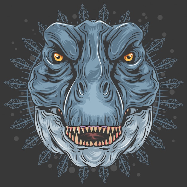 Vector t-rex dinosour head mandala