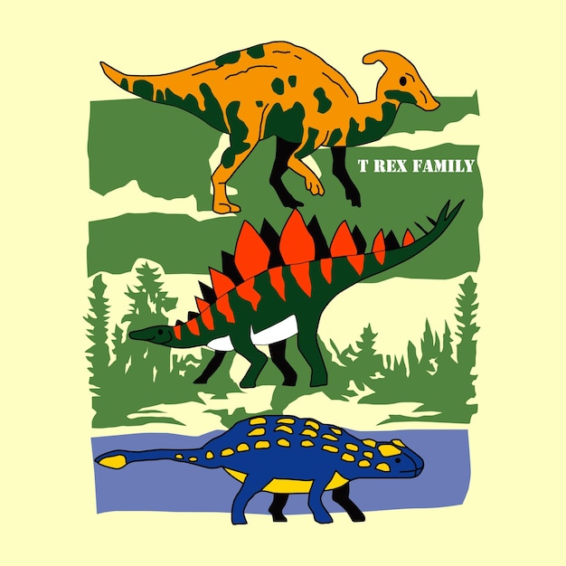 Vector t rex family collection design cartoon vector illustration