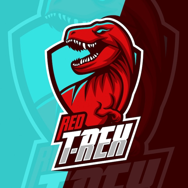 Vector t-rex mascot esport logo design