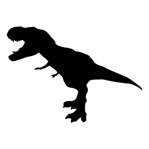 Sagoma di t rex isolato nero su sfondo bianco