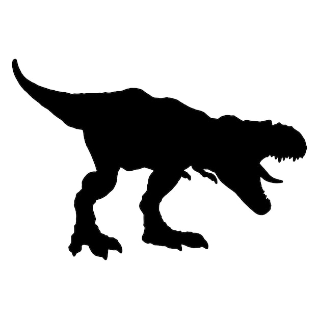 T rex silhouette isolated black in white background