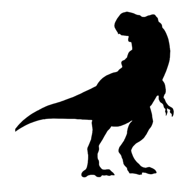 T rex silhouette isolated black in white background