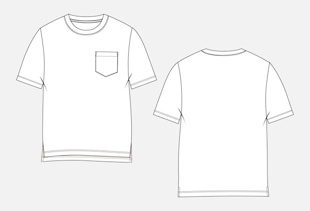 男の子用Tシャツ 服装 技術的な絵画 ファッション フラットスケッチ ベクトルイラスト テンプレート