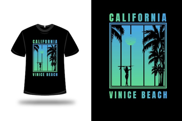 ベクトル tシャツカリフォルニアベニスビーチカラーブルーとグリーン