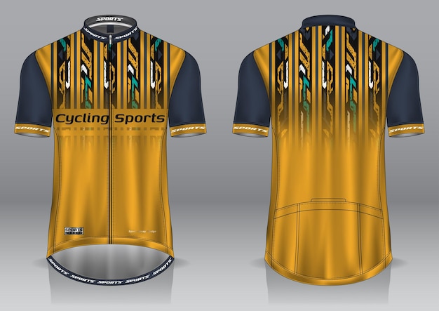 Vettore t-shirt da ciclismo in jersey con design uniforme anteriore e posteriore