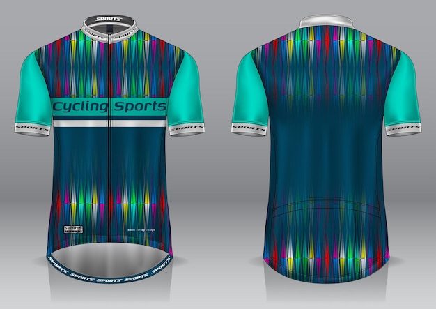 Vettore t-shirt da ciclismo in jersey con design uniforme anteriore e posteriore