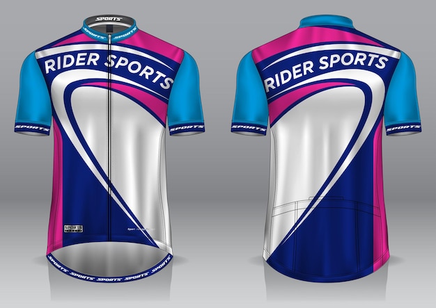 T shirt cycling jersey design uniform front and back view