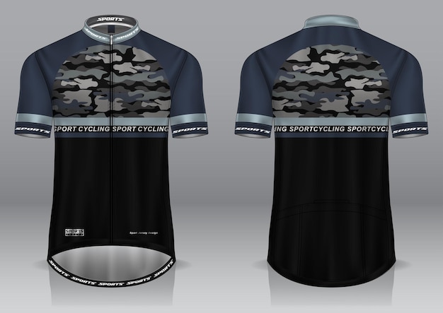 Vettore t-shirt da ciclismo in jersey con design uniforme anteriore e posteriore