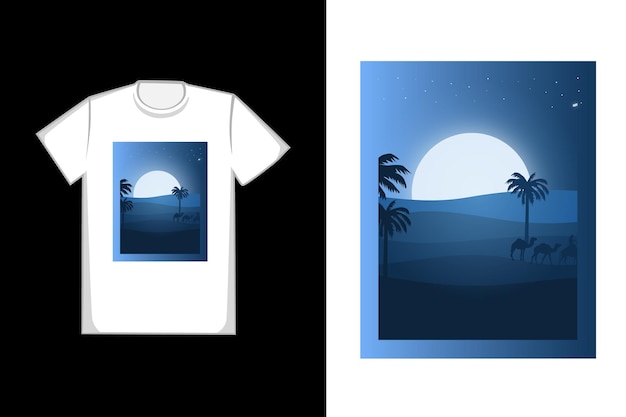 Vettore t-shirt design bellissimo deserto blu