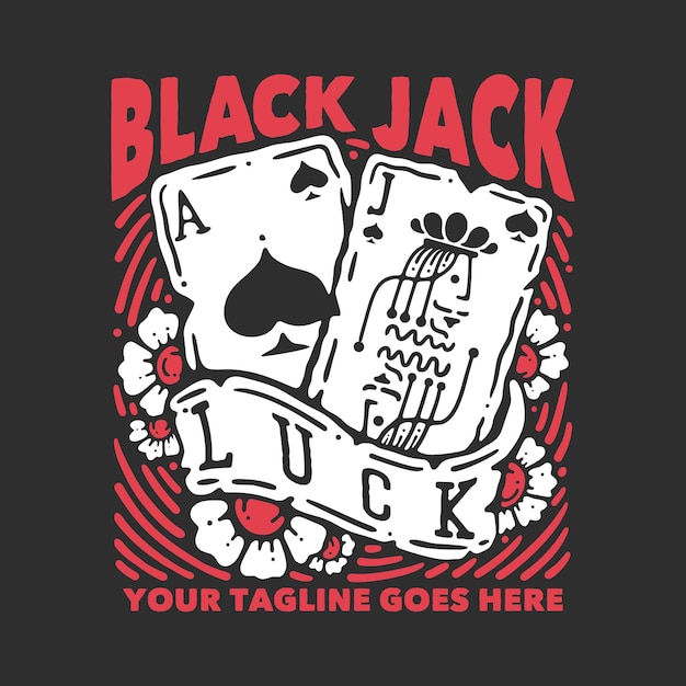Дизайн футболки блэк джек с валетом и игральные карты в виде лопаты с серым фоном винтажная иллюстрация