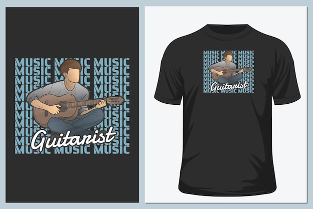 T shirt design Guitarist making melody