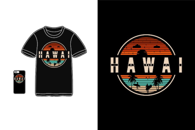 T shirt design hawaii hand drawing