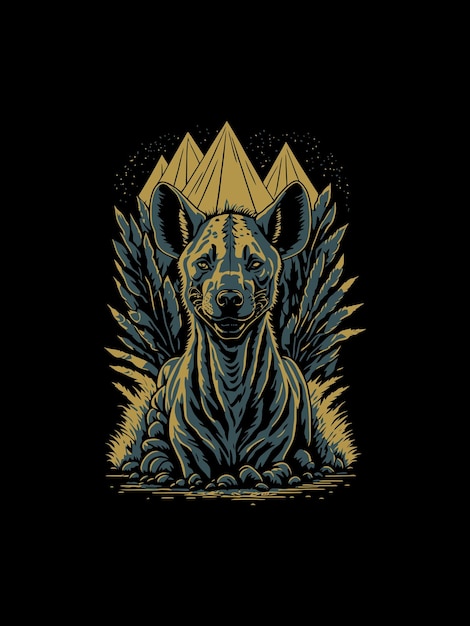 T shirt design Hyena Cartoon