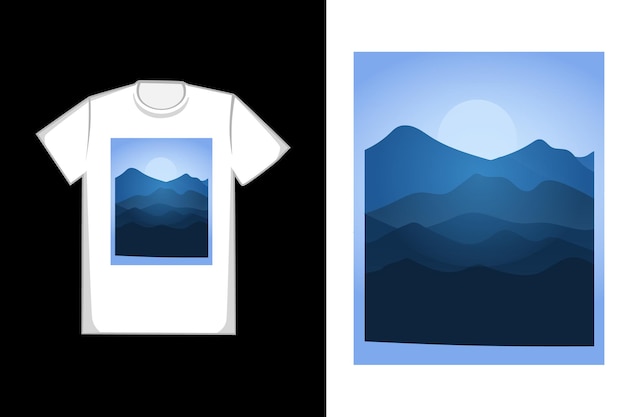 Vettore t-shirt design molte montagne sono azzurre