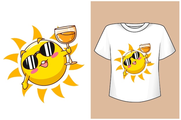 ビーチ夏のtシャツデザインモックアップかわいい太陽