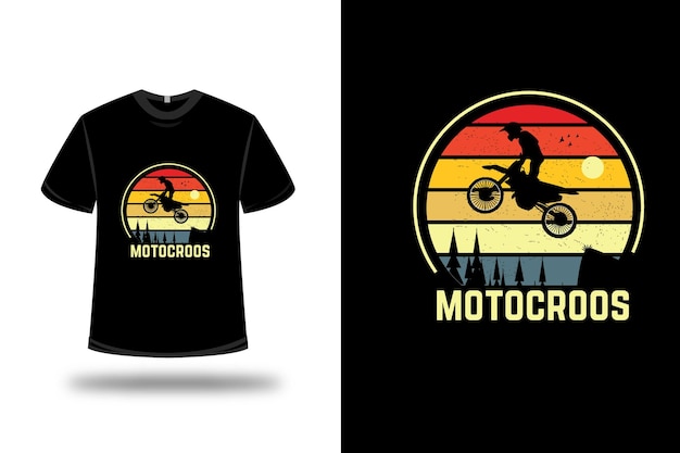 Tシャツのデザイン。黄色とオレンジ色のmotocroos