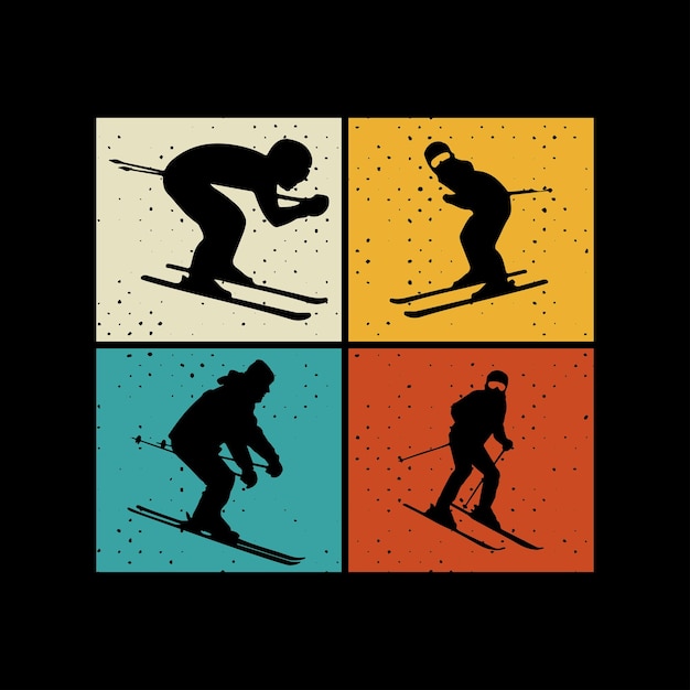 T shirt design the snow are calling and i must go ski ya later with man playing ski vintage illustra