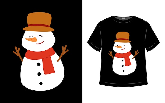 T-shirt design personaggio pupazzo di neve