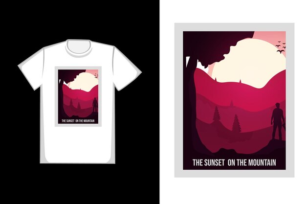 T-shirt design the sunset on the mountain