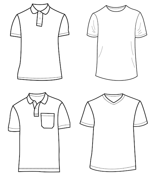 Template polo shirt button down vector illustration flat design outline  template clothing collection | Polo shirt design, Shirt drawing, Polo design