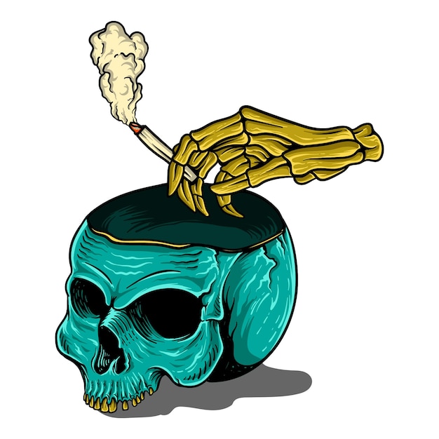 Vector t shirt design unique skull and cigar smoke