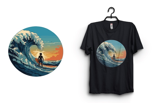 t shirt design vector illustration of Surfing Paradise Surfing