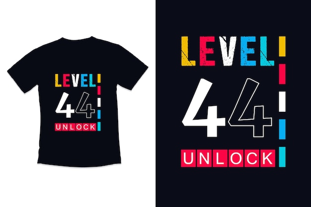 Vector t shirt design vintage gamer with level 44 birthday gaming tshirt design