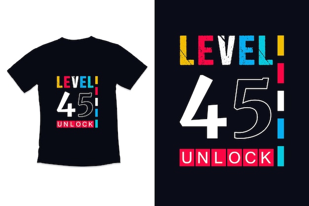 Дизайн футболки винтажный геймер с дизайном игровой футболки на день рождения 45 уровня