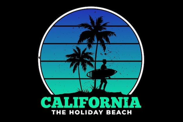 T-shirt design with california beach holiday surf summer beautiful in retro