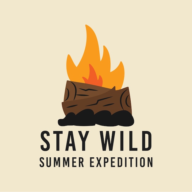 T shirt design with campfire for summer expedition