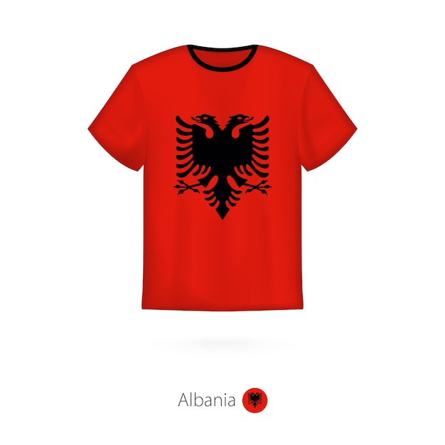 알바니아의 국기가 있는 티셔츠 디자인. T-셔츠 벡터 템플릿입니다.