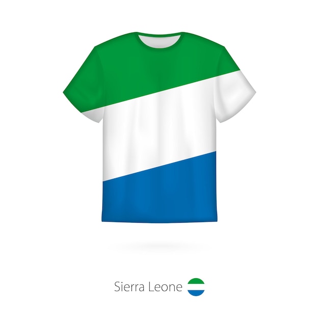 T-shirt design with flag of Sierra Leone. T-shirt vector template.