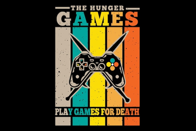 T-shirt design with games hunger play in retro style