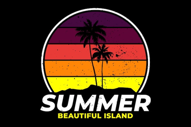 Дизайн футболки с летним красивым островом в стиле ретро