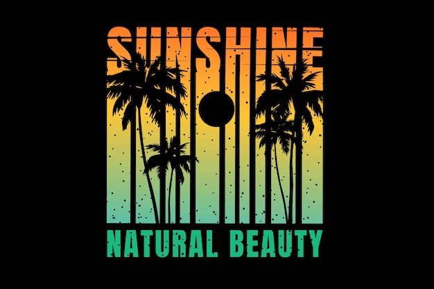 Дизайн футболки с типографикой силуэт солнце естественной красоты в стиле ретро