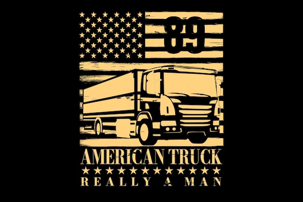 T-shirt design with typography truck american flag vintage