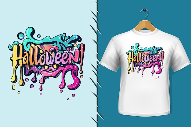 T-shirt en kleding trendy halloween kleurrijk typografieontwerp