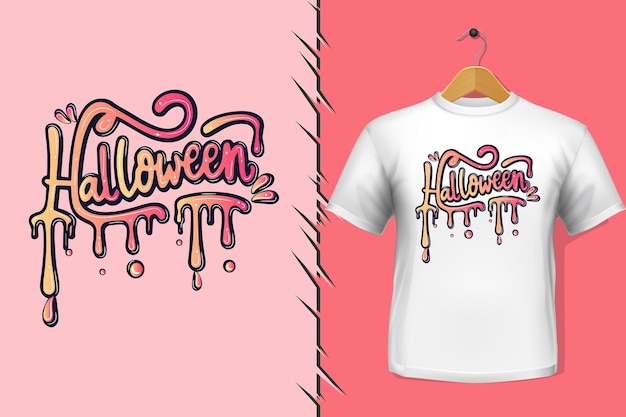 Vector t-shirt en kleding trendy halloween kleurrijk typografieontwerp