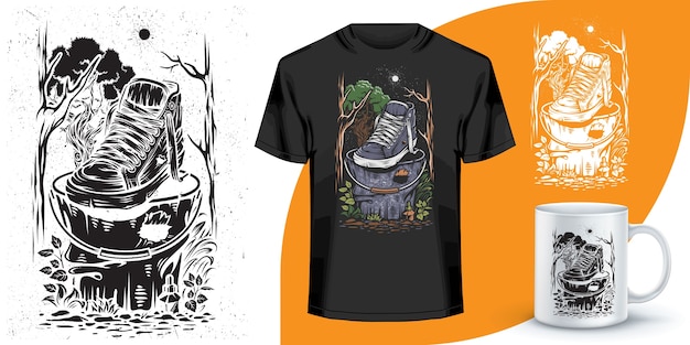 Vector t-shirt en koffiemok ontwerp