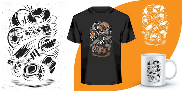 Vector t-shirt en koffiemok ontwerp