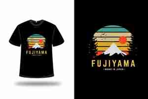 Vector t-shirt fujiyama mount japan color green yellow and orange