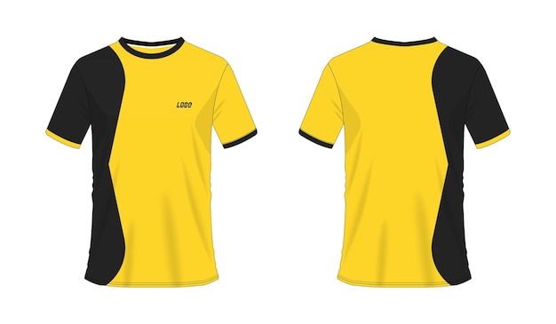 T-shirt geel en zwart voetbal of voetbal sjabloon voor teamclub op witte achtergrond. Jersey sport