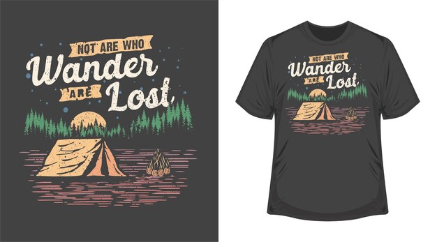 T-SHIRT GRAFISCHE ILLUSTRATIE KLEURRIJKE PRINT POSTERONTWERP OUTDOOR AVONTUUR CAMPING JACHT VISSEN