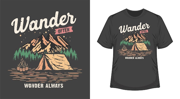 Vector t shirt graphic illustration colorfull print poster design outdoor adventure camping hunting fishing