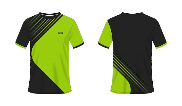 T-shirt groen en zwart voetbal of voetbal sjabloon voor teamclub op witte achtergrond. de sport van jersey, vectorillustratie eps 10.