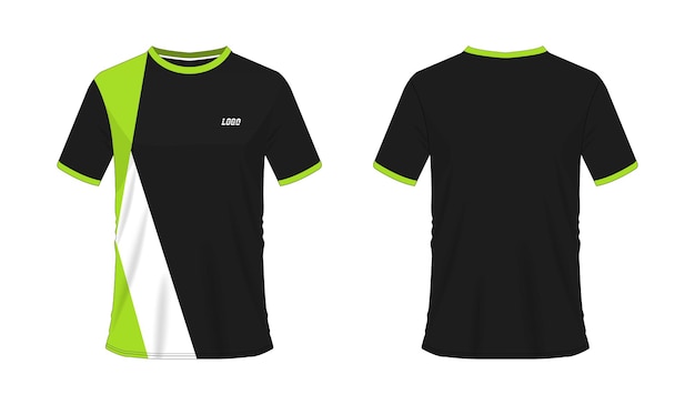 T-shirt groen en zwart voetbal of voetbal sjabloon voor teamclub op witte achtergrond. Jersey sport,