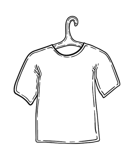 T-shirt on a hanger summer clothes doodle linear