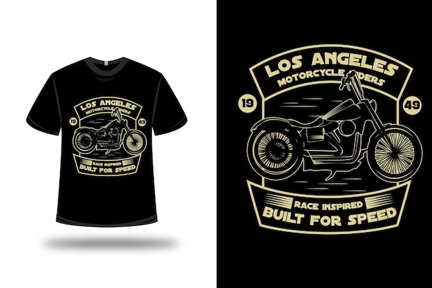 T-shirt harley motorrijders rijst geïnspireerd gebouwd voor snelheid kleur geel