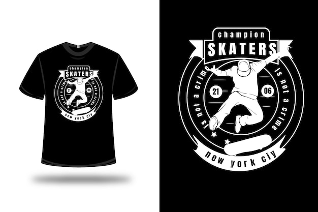 T-shirt kampioen skaters is geen misdaad, new york city kleur wit