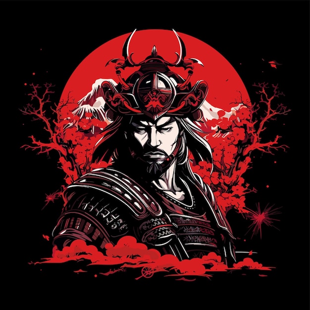 t-shirt logo samurai vector